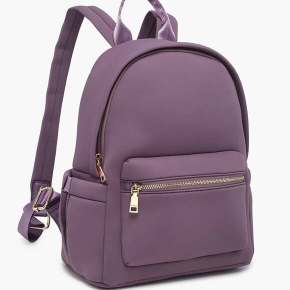 Tess Neoprene Backpack Lilac Grey with Front Pocket